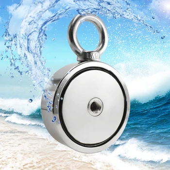 Imán de neodimio de doble cara, soporte de pesca de salvamento fuerte, 150KGx2, soporte magnético de búsqueda facial, portavasos