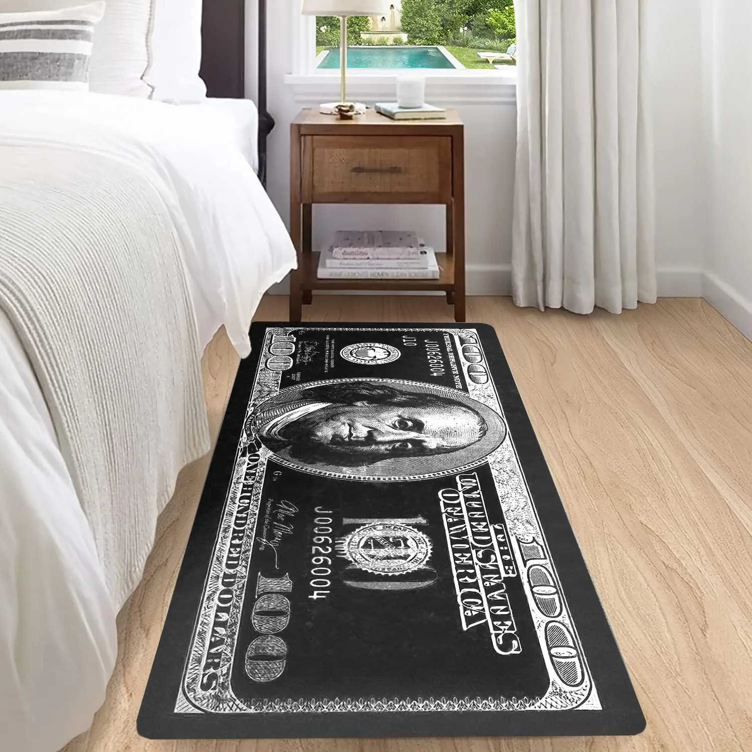 VIKAMA Karpet Ruang Tamu Flanel Karpet Ruang Tamu Gambar Uang Kertas Karpet Kamar Tidur Ruang Permainan Dekorasi Rumah