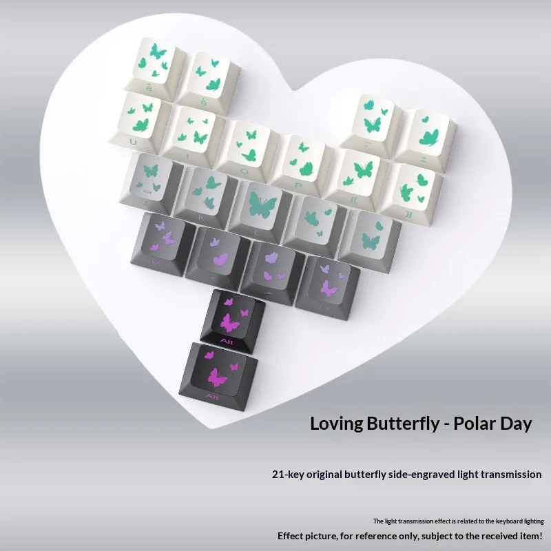 Keycap Polar Day Butterfly Love Supplement Original Factory Side Engraved Transparent Magnetic Axis Mechanical Keyboard