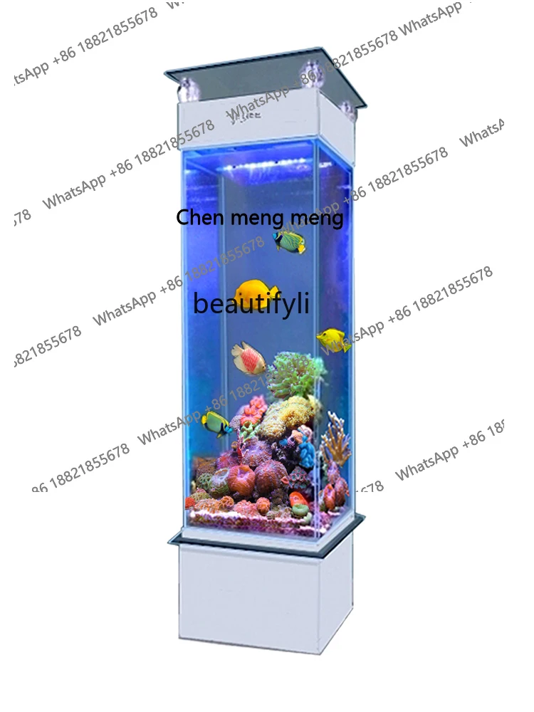 S7486 ss Fish Tank Living Room Small Aquarium Household Change Water Rectangular Floor Fish Tank Super White Glass Vertical