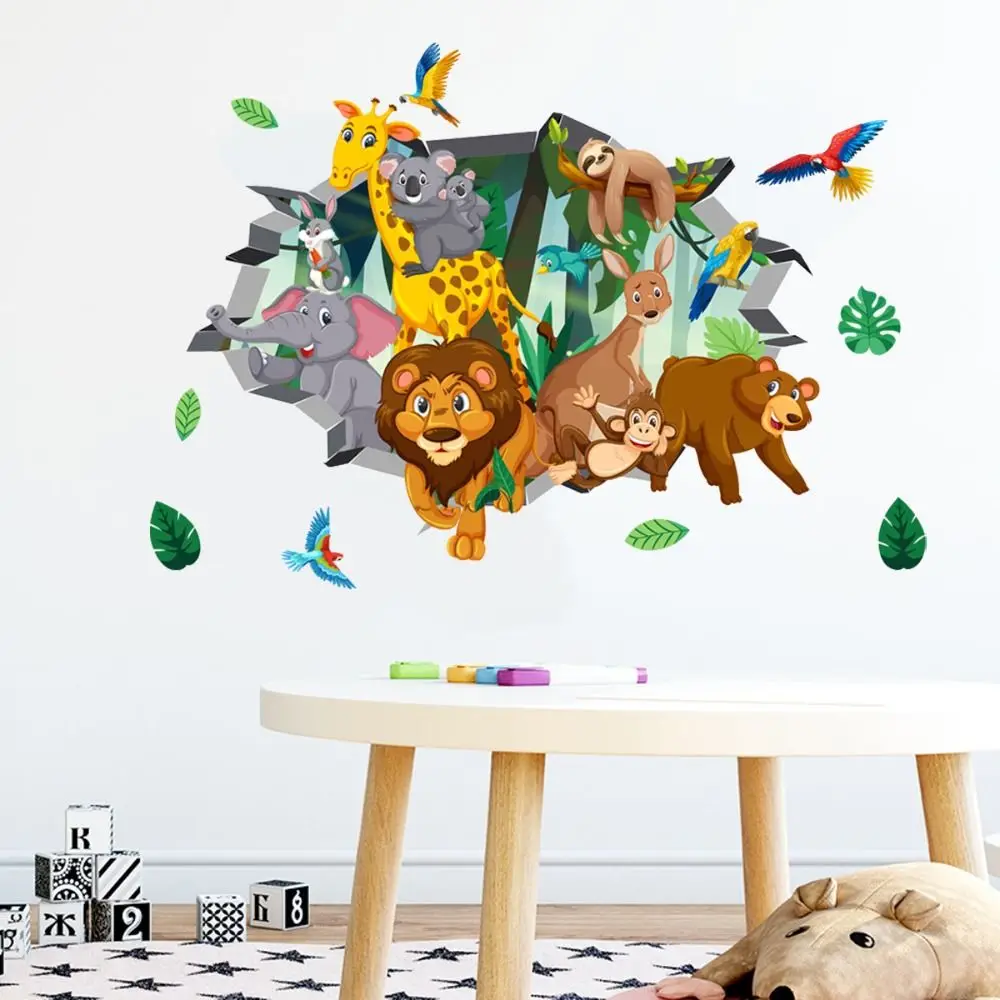 

2 sheets/set Self-adhesive Animal Wall Stickers Cartoon Removable Background Decor Decals Creative Waterproof Wallpaper