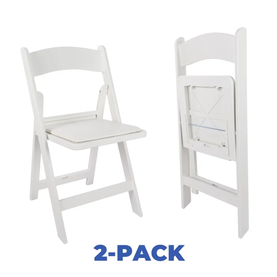 

Furniture Plastic Banquet Folding Chairs Padded Resin Chairs, White Set of 2