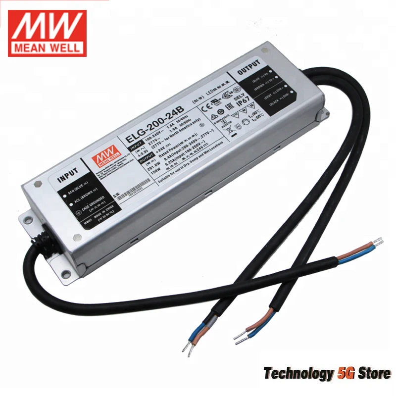 MEAN WELL ELG-200-24B-3Y 200W 8.4A 24V Dimmable LED Power Supply 110V/220V AC to 24V DC 200W waterproof IP67 Dimming led driver