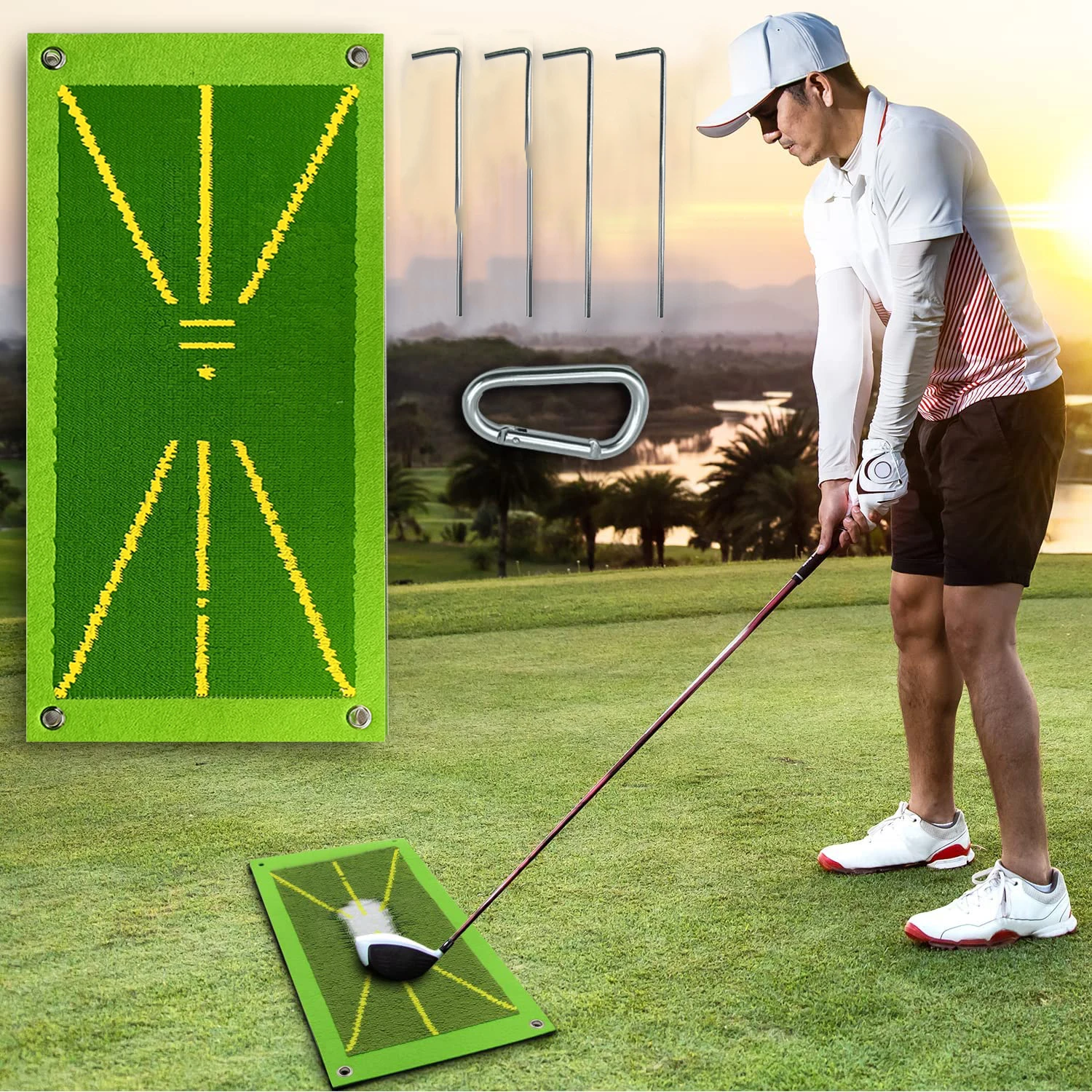 Golf Training Mat for Swing Detection Batting Golf Training Aid That Shows Swing Path Feedback and Correct Hitting Posture