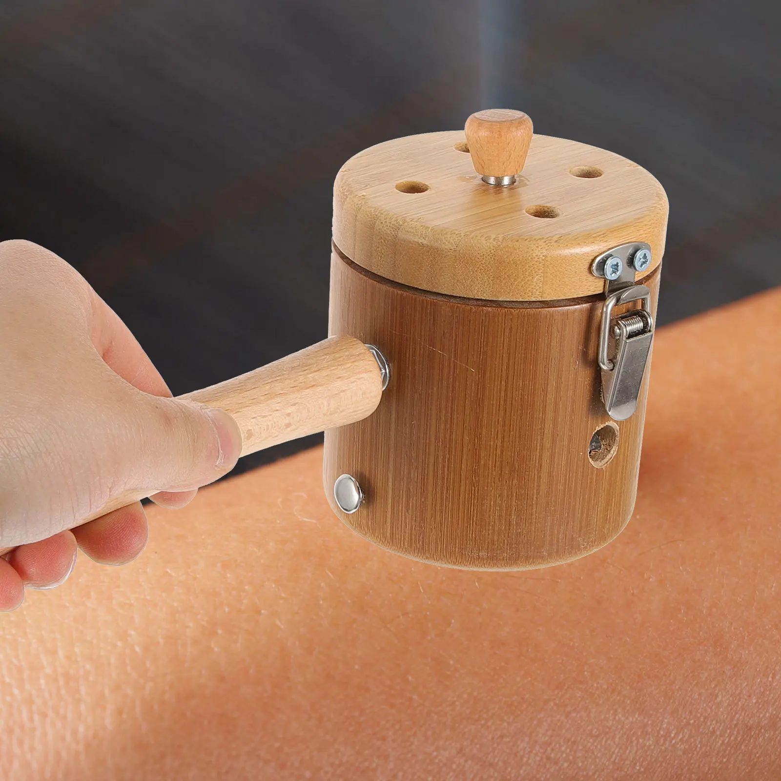 1 مجموعة باليد الكى صندوق خشب متين Moxa عصا حرق الحال بالنسبة العلاج بالوخز بالإبر دائم شبكة من الاستانلس استيل Moxa #3