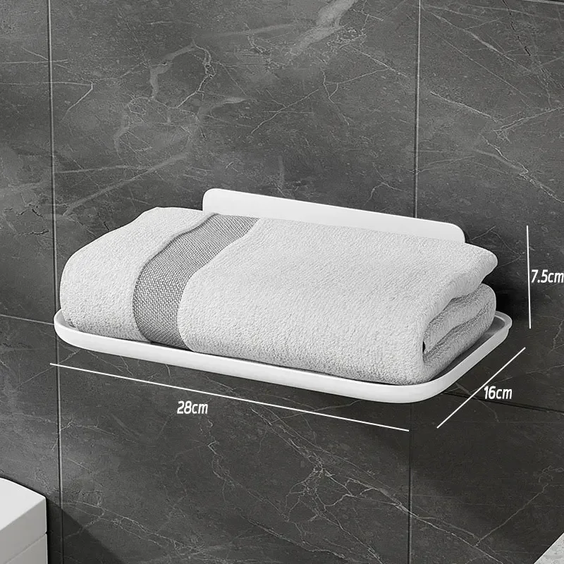 Folding Wall Mounted Shelf Saving Space Foldable Storage Rack Punch-Free Phone Holder Wifi Router Storage Tray BathroomOrganizer