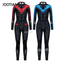 IOOTIANY The Hallowmas Party Series Cosplay Muscle Print Jumpsuit  Long Sleeve Sexy Women/Men Skinny Elastic Bodysuits 2024