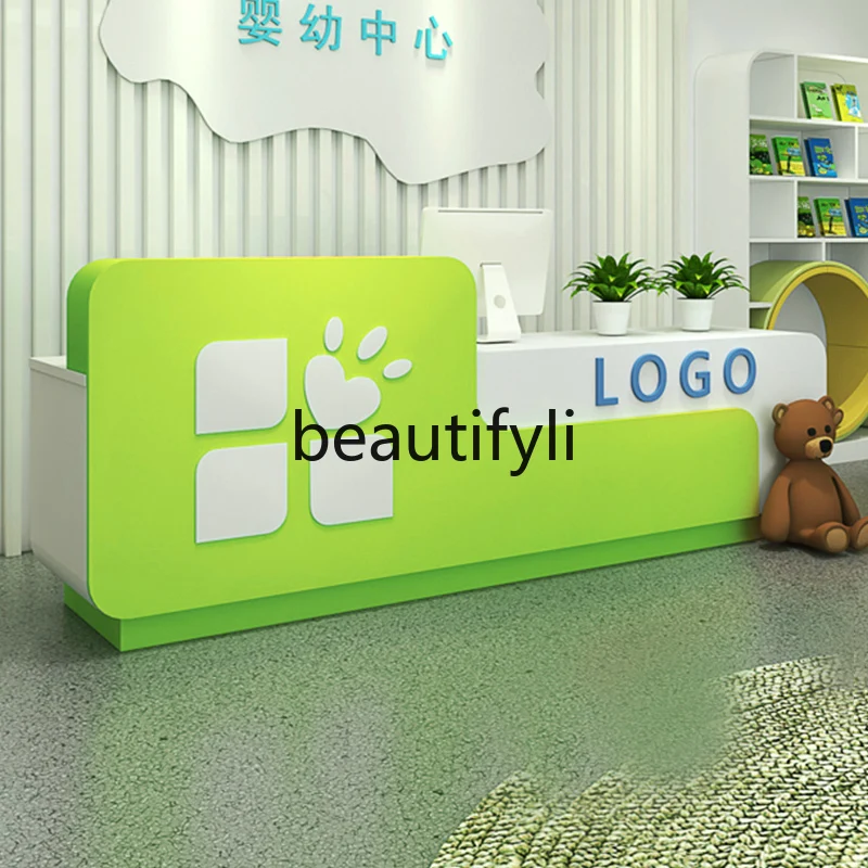 

Painted Front Desk Early Education Center Training Institution Reception Desk Children's Art Center Bar Counter