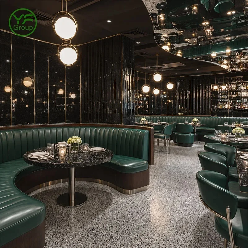 Modern Luxury Comfortable Leather Restaurant Furniture Booth Seating Tufted Button Back Banquette for Hotel bar Cafe