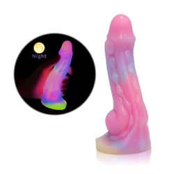 Dildo Realista de Silicone para Mulheres, Dildo Monstro Luminoso, Massageador de Próstata, Plug Anal Grande, Dildo Anal, Sucker forte, Brinquedos Sexuais