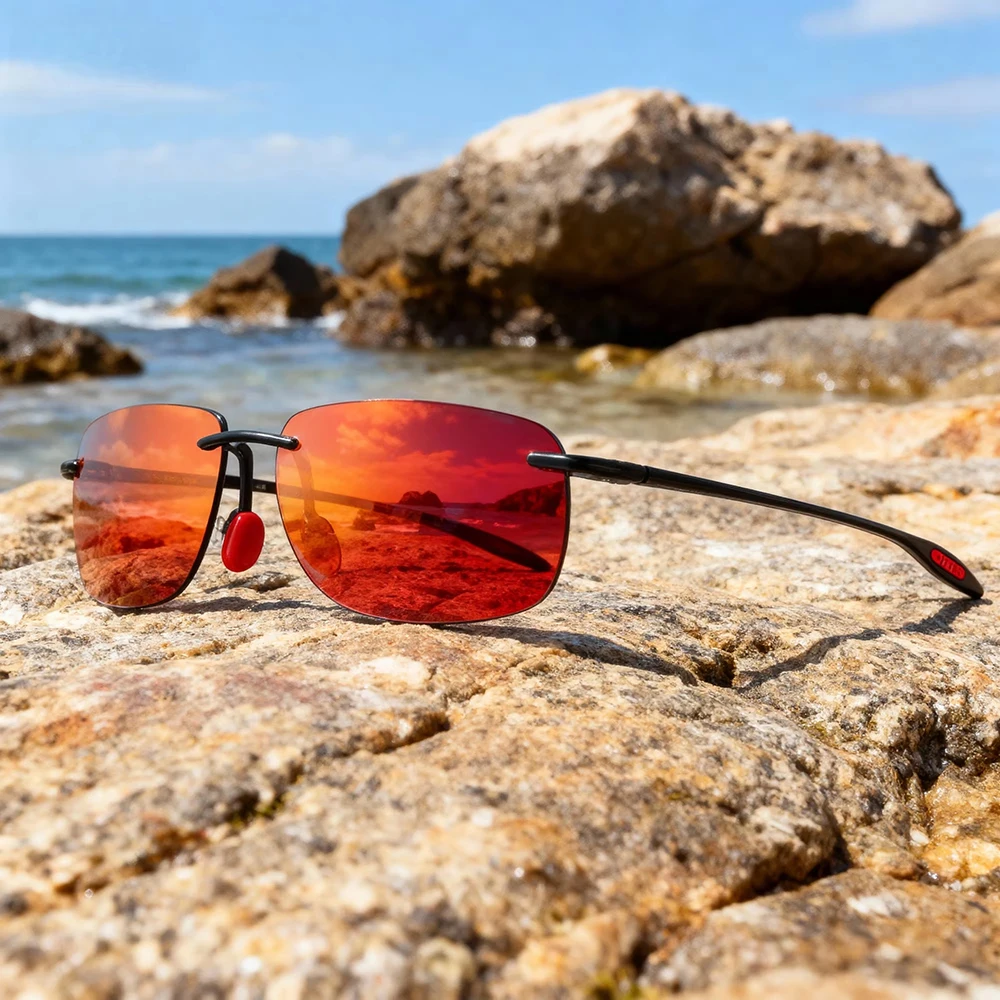 Ultraleichte 11g TR90 Rahmenlose Polarisierte Sonnenbrille UV400-Schutz Rahmenbrille für Outdoor-Abenteuer Casual – Detail 2