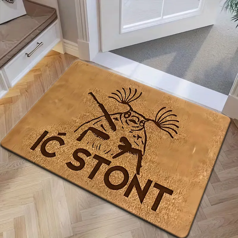 Funny Moth Graphic Flannel Doormat Non‑Shedding Rustic Vintage Floor Mat For Mudroom Entry Housewarming Surprise Gift