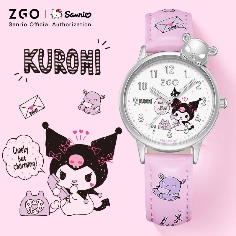 Original ZGO X Sanrio Kuromi Children's Watches Kids Waterproof Luminous Quartz Watch Student Wristwatch For Girls Gift 273