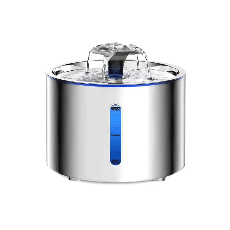 

Healthy Stainless Steel Cat Fountain 2.5L Automatic Water Bowl with LED Light Auto Power-Off when Water Low for Cats Small Dogs