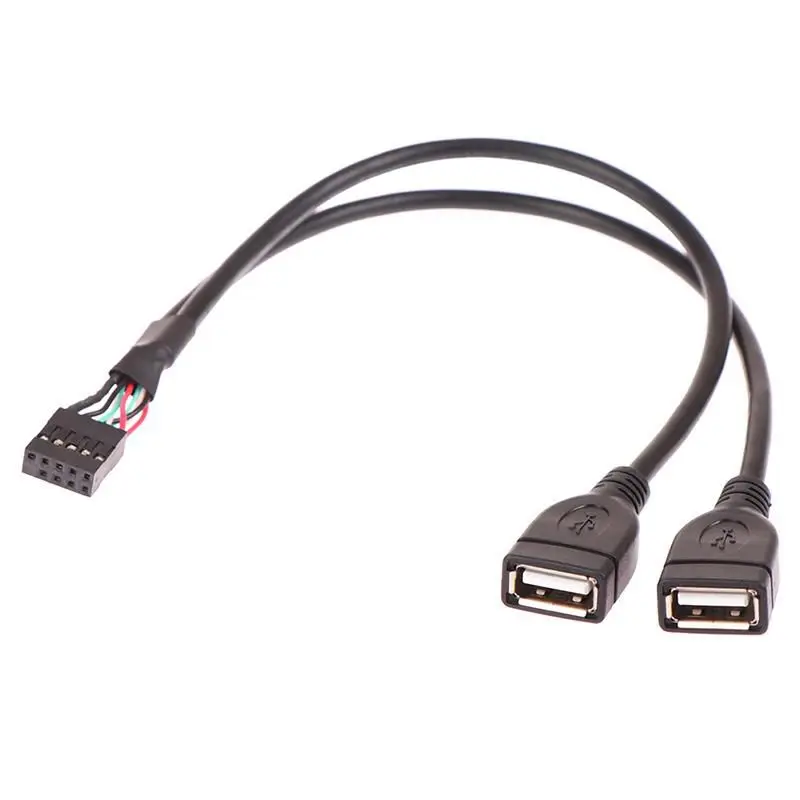 Main Board 9-Pin To USB Built-In Dual Port 9Pin To USB 2.0 A Female Two Port Expansion Cable DuPont Cable 2.54 To USB 2 Port