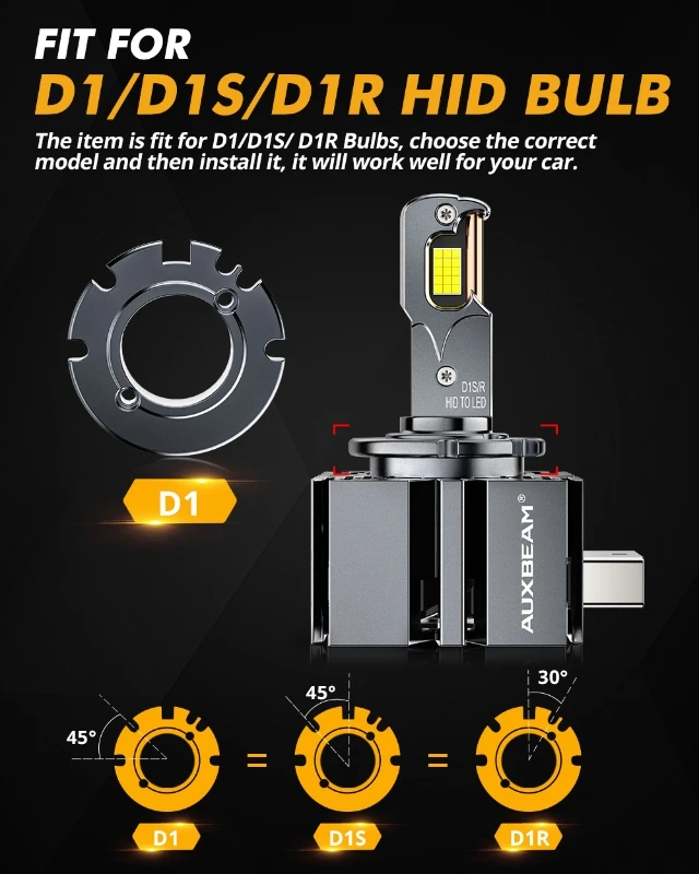 AUXBEAM 70W 22000LM LED Headlight Bulbs D1 D1S D1R/D2 D2S D2R/D3 D3S D3R/D4 D4S D4R 6500K Integrated LED Bulbs D-PRO SERIES