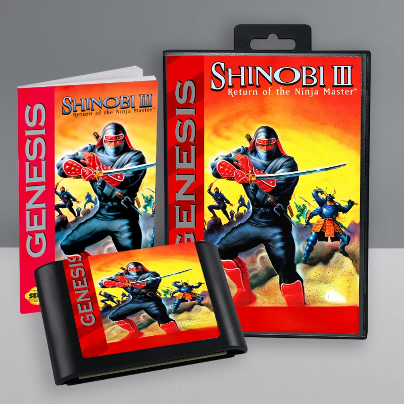 Shinobi III Return of the Ninja Master 16 Bit Game Card with Box Manual for Sega Megadrive Video Game Console Cartridge