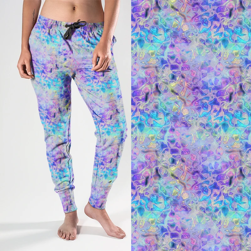 LETSFIND 2022 Spectrum Mermaid Fantastical Pattern Women Jogger Have Pocket Harem Pants High Quaility Soft Streetwear