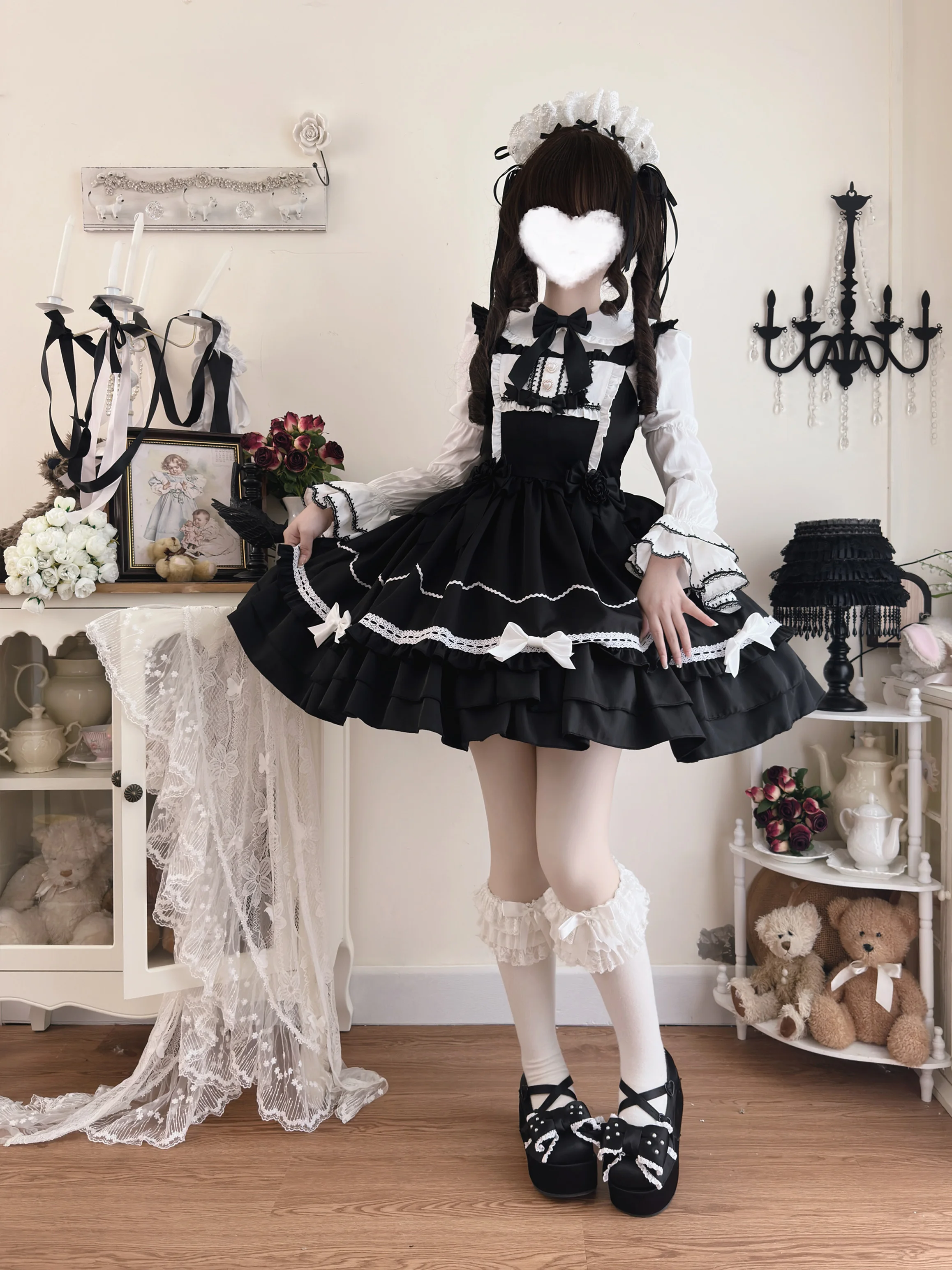 التصميم الأصلي لوليتا JSK فستان النمط الياباني الحلو لطيف فتاة المرأة بلون فستان بكتافة Pettiskirt 2025 رائجة البيع