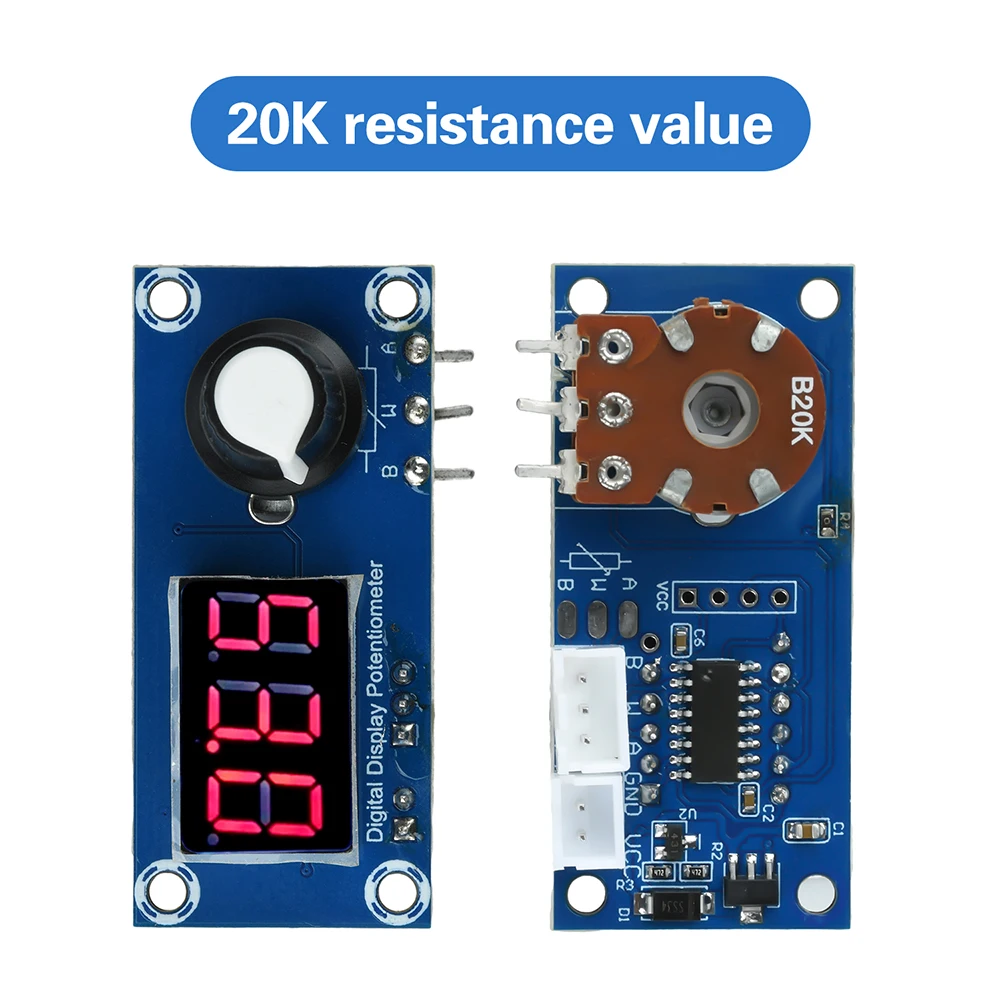5K 10K 20K Einkanal-Potentiometer DC 4,5V-36V Einstellbarer Widerstand Potentiometer 3-stellige LED-Anzeige Potentiometermodul