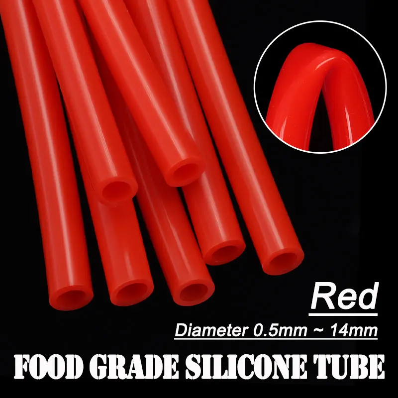 

3/5m Red Food Grade Silicone Tube Diameter 0.5mm - 14mm Flexible Pipe Rubber Hose Air Irrigation Pipes Water Connector Hose