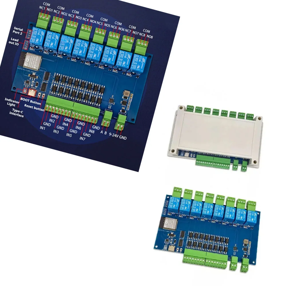 

8-channel Relay Module ESP32 Modbus RS485 8 Way Input 8 Way Output Optocoupler Isolation Power Supply with WiFi