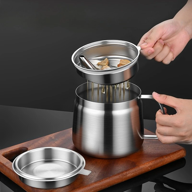 

Емкость для масла из нержавеющей стали 304, бытовой кухонный резервуар для хранения масла с фильтрующей сеткой, герметичная бутылка, контейнер для фильтрации остатков масла