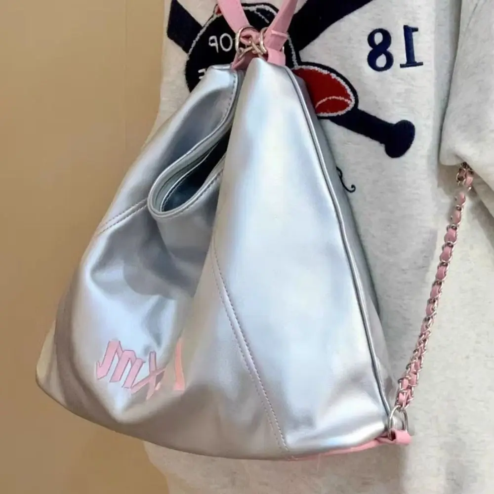 Letter Embroidery Y2K Tote Bags Texture PU Zipper Bag Korean Style Backpack Large-capacity Crossbody Bag Armpit Handbag Travel