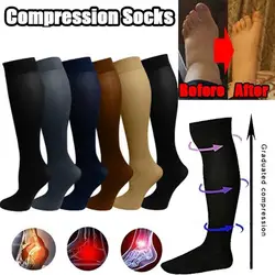 Compression Socks For Men's Sports Socks Running Golf Rugby Tight Fitting Varicose Veins Anti Fatigue Travel Women Nurse Doctor