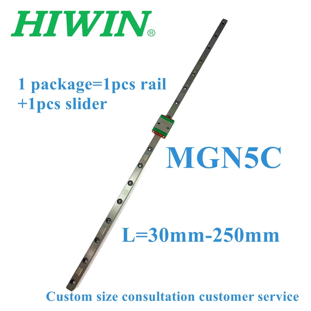 

NEW HIWIN Original Stainless Steel MGN5C Miniature Linear Guide Rail 30-250mm +1pc MGN5C Slider Block for 3D Printer SLR Camera