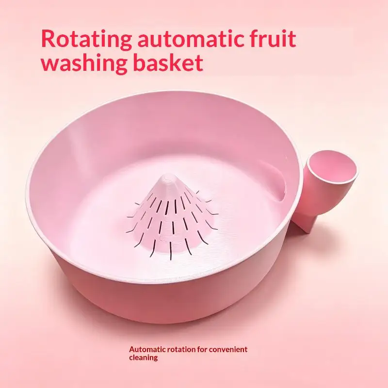 1PC Swirling Berry Washing Bowl, Self-Spinning Fruit & Vegetable Washer With Drain 360° Vortex Cleaning Kitchen Colander Tool