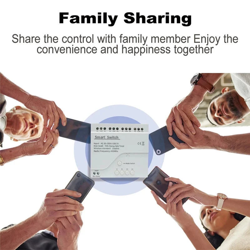 JABS-Smart Switch Smart Remote Control Switch Inching Self-Locking RF433 4 Way Relay 4CH EWELINK WIFI Smart Switch Relay Module