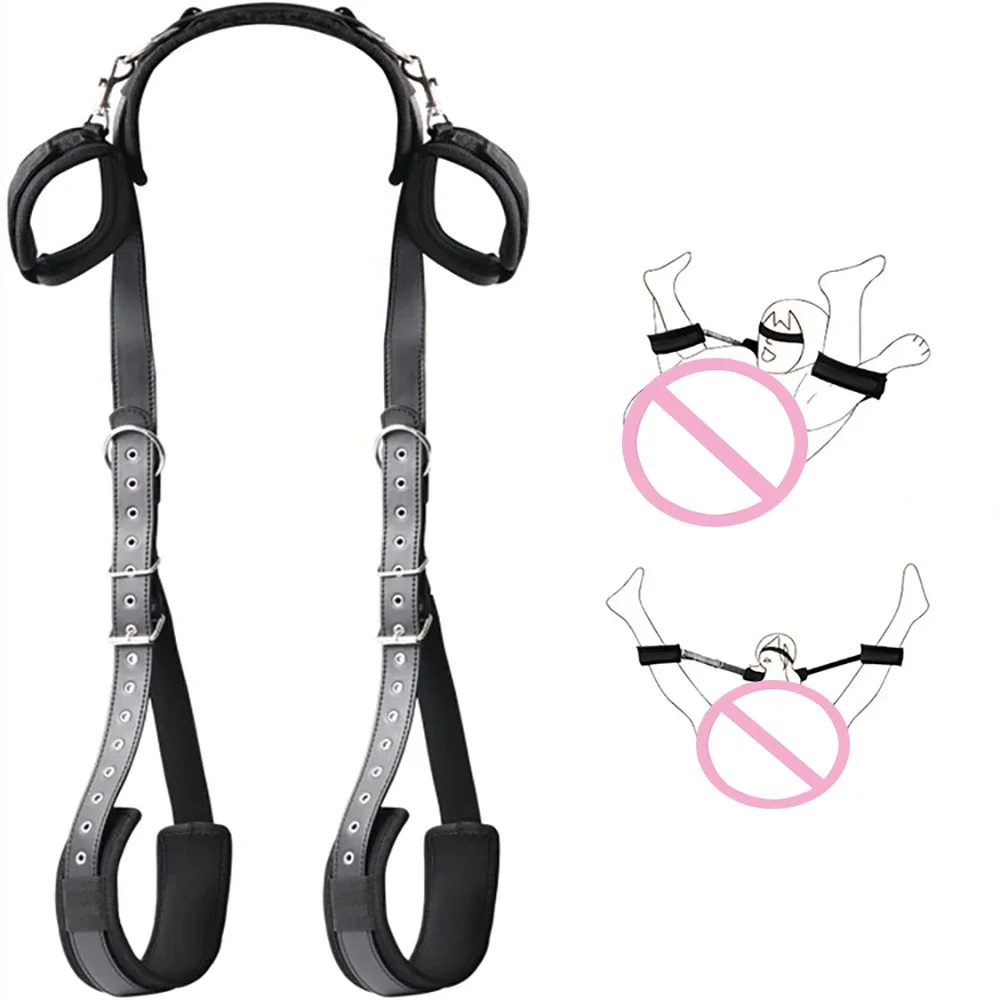 Women Handcuff Neck Wrist Mouth Gag Strap Fetish SM Sex Toys For Woman Couples BDSM Bondage Set For Adult Game Bondage Gear 18