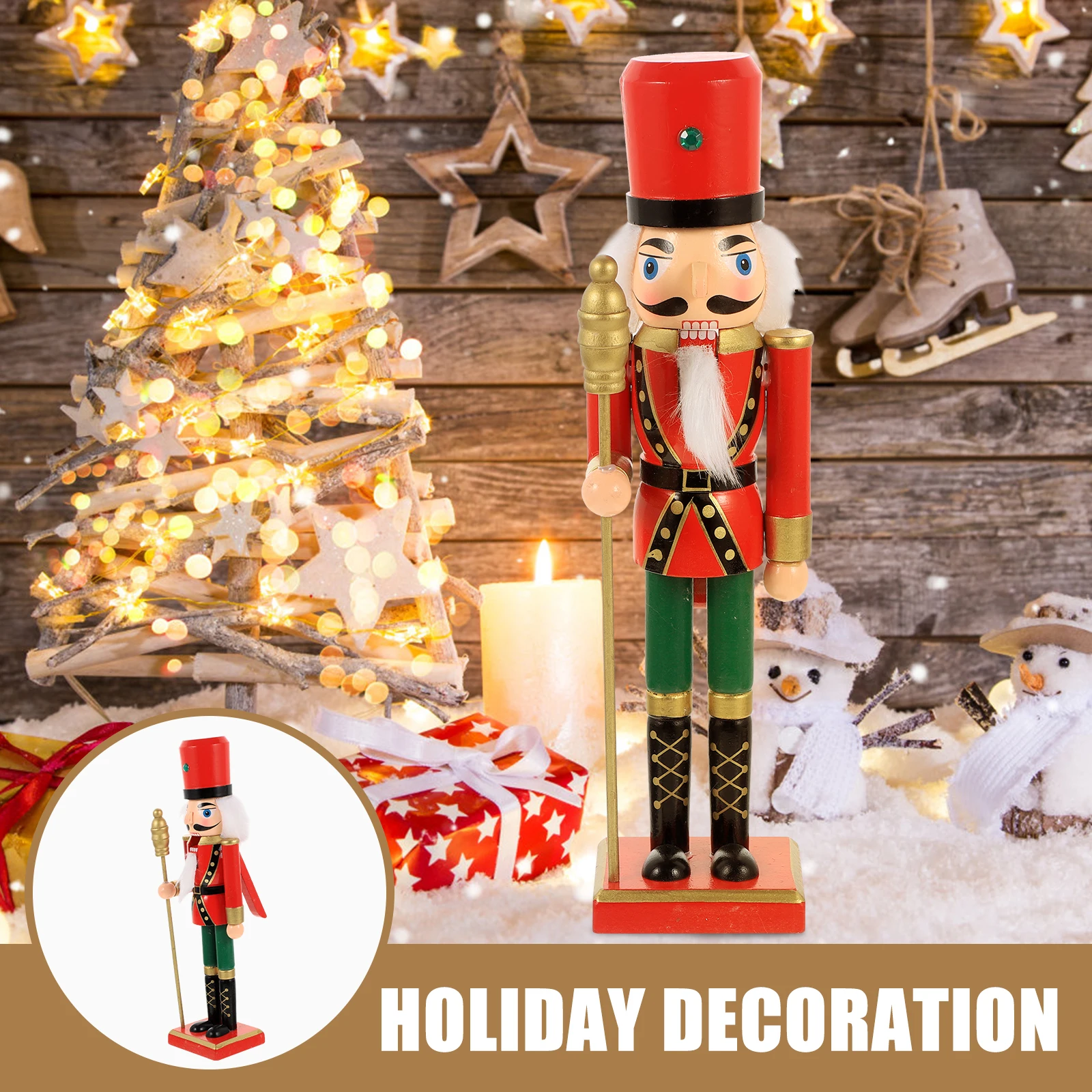 

Xmas Nutcracker Decoration Premium Wood Craft Lovely Soldier Appearance Home Hotel Restaurant Coffee Shop Decor Christmas Gift