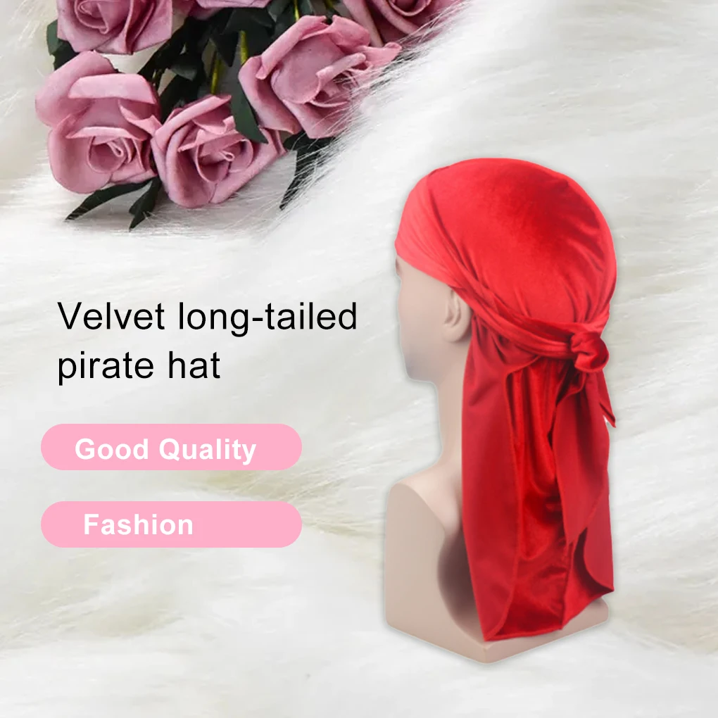 Velour Headwraps Durability Bright Color Pirate Hat Elasticity Hair Bonnet