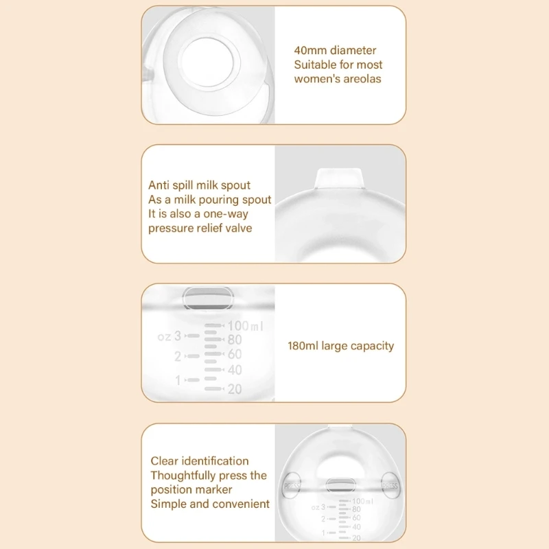 Leak Proof Breast Milk Saver, 100ML Silicone Nursing Milk Collection Case Container Wearable for Breastfeeding Mother H37A