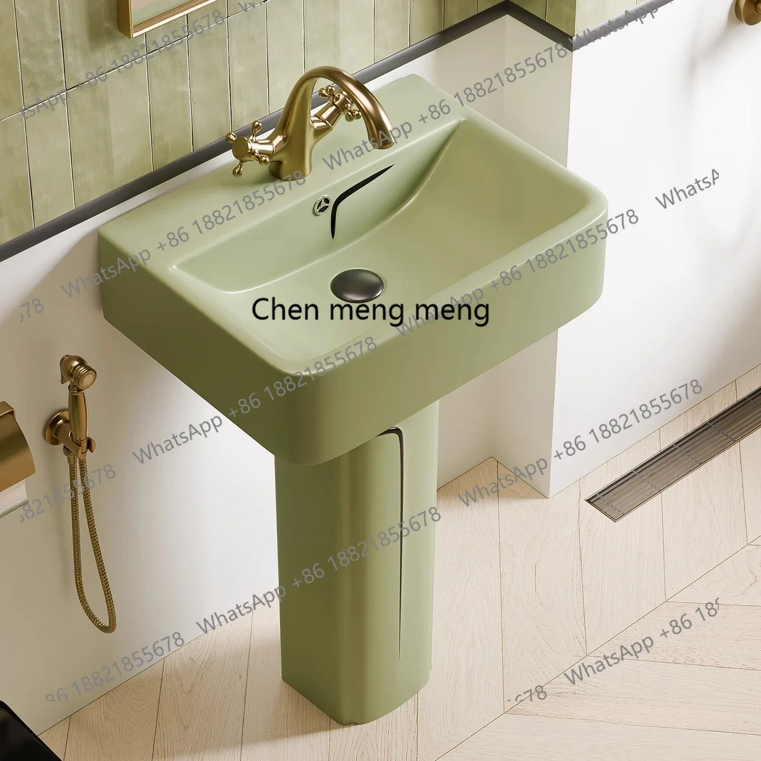 X  Ceramic, retro green small apartment basin, bathroom, balcony split column, washbasin, washbasin
