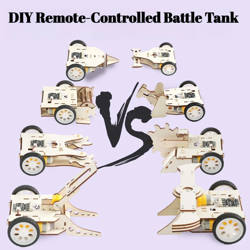 Remote-Controlled Combat Tank DIY Craft Kit for Kids Student Science Experiment Set