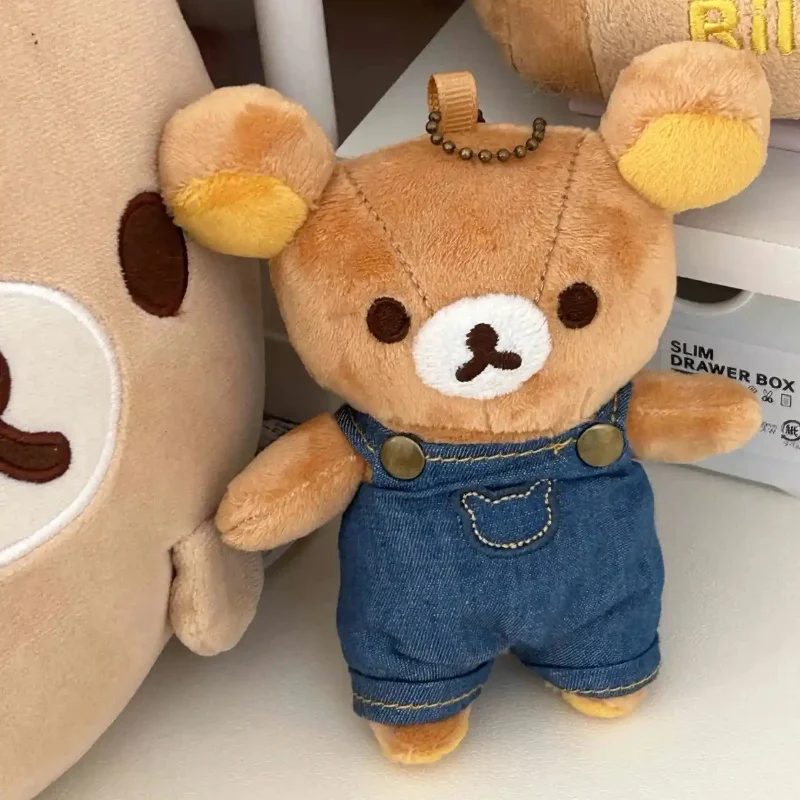 ใหม่น่ารัก Rilakkuma คาวบอย Suspenders อุปกรณ์เสริม Denim พวงกุญแจหมีโซ่ซิปขนาดเล็กจี้จํากัดของเล่นเด็กสําหรับเด็ก