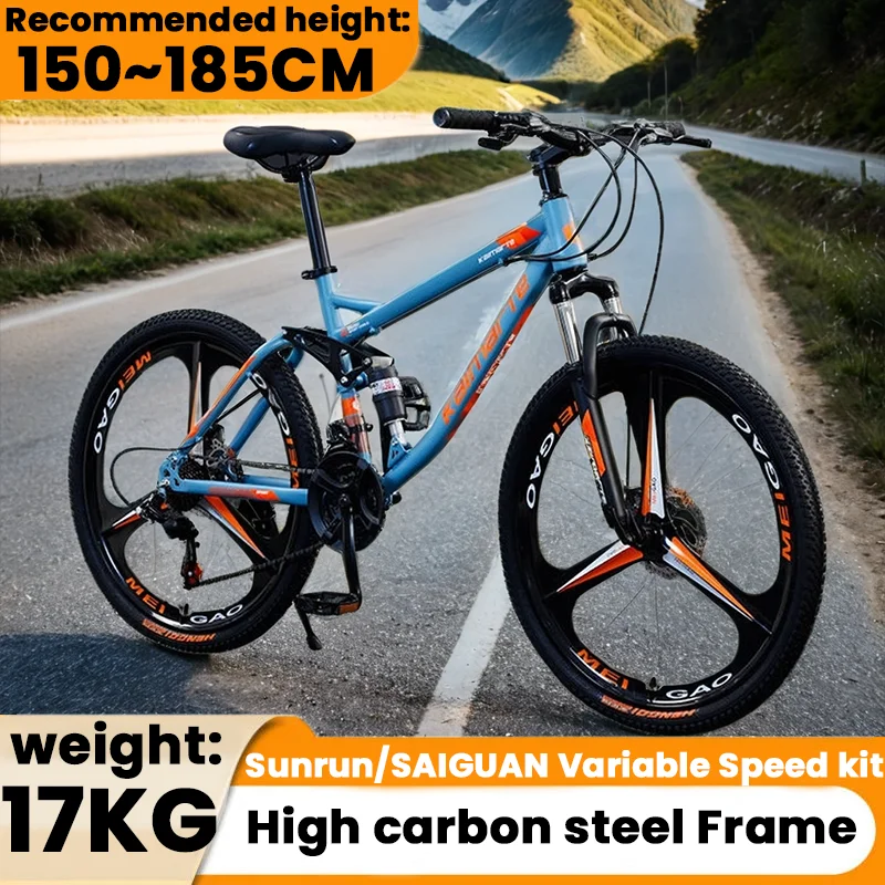 24/26inch High carbon steel frame Mountain bike 21/24/27/30speed Double disc brake Dual shock absorption off-road MTB Bicycle