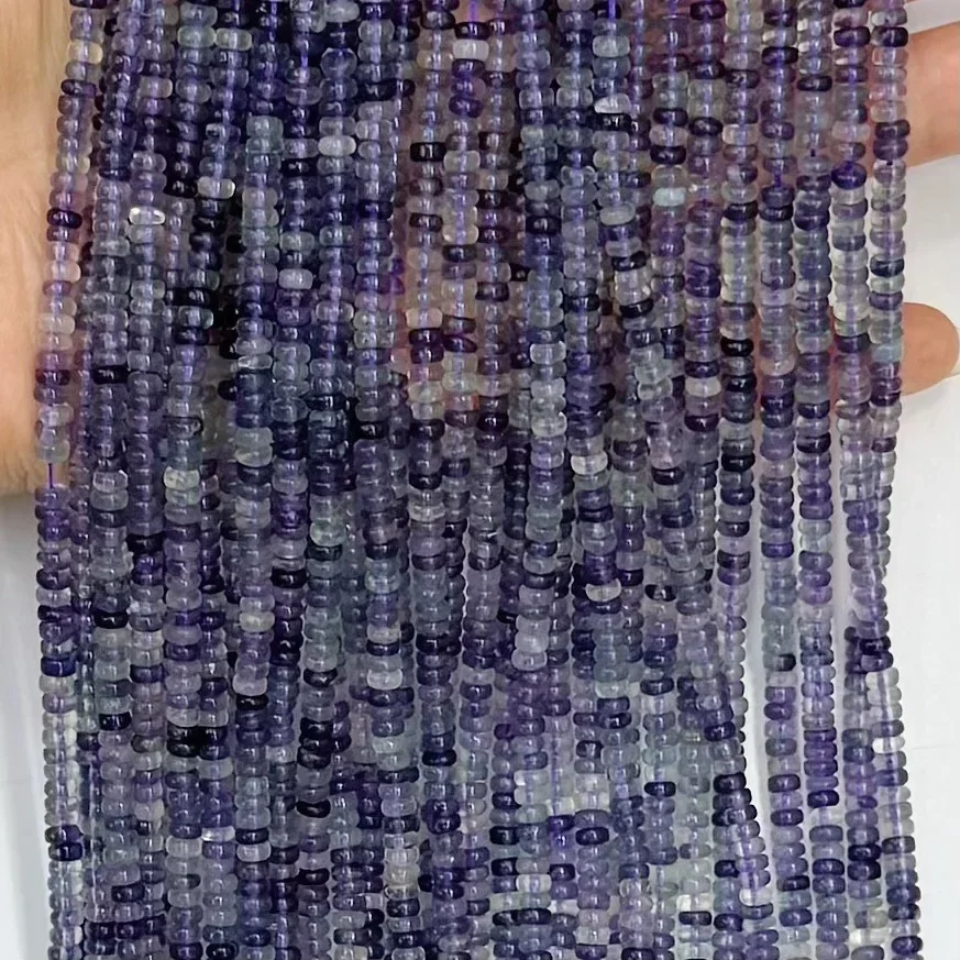 Natural Color Fluorite Facted Rondelle 38cm Loose Bead for Jewerly Making Design Fashion Stone DIY Woman Necklace Wholesale Gift