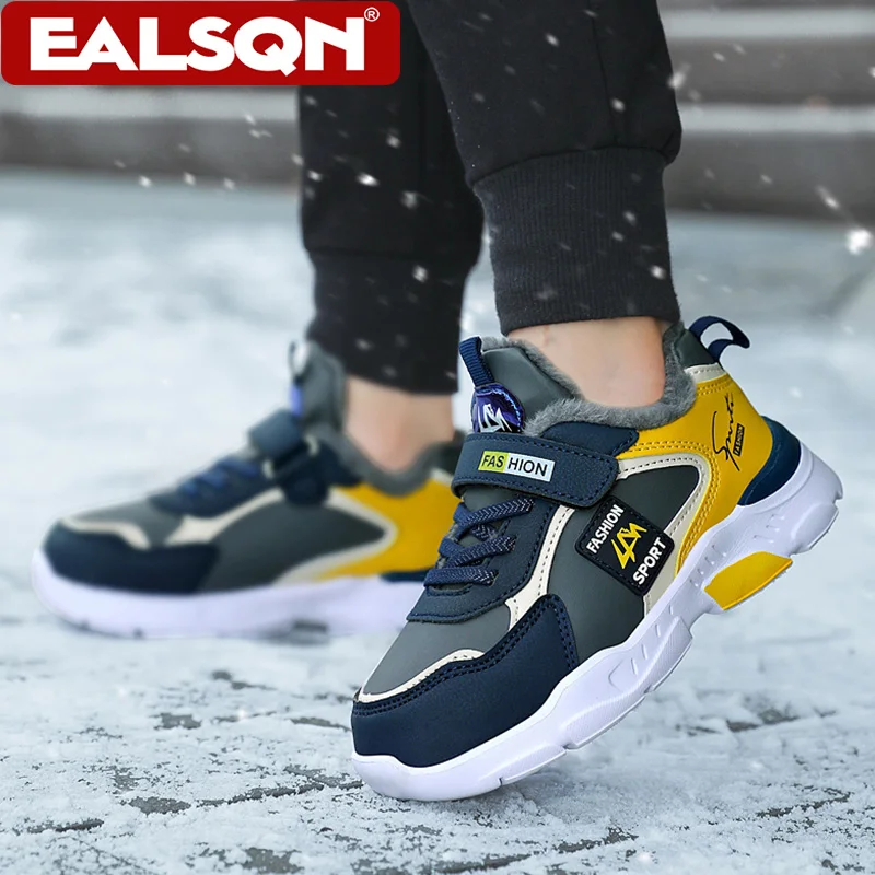 Scarpe casual invernali per bambini Scarpe da ginnastica in cotone caldo per bambini Ragazzi Scarpe da passeggio per la scuola di moda Fodera in peluche