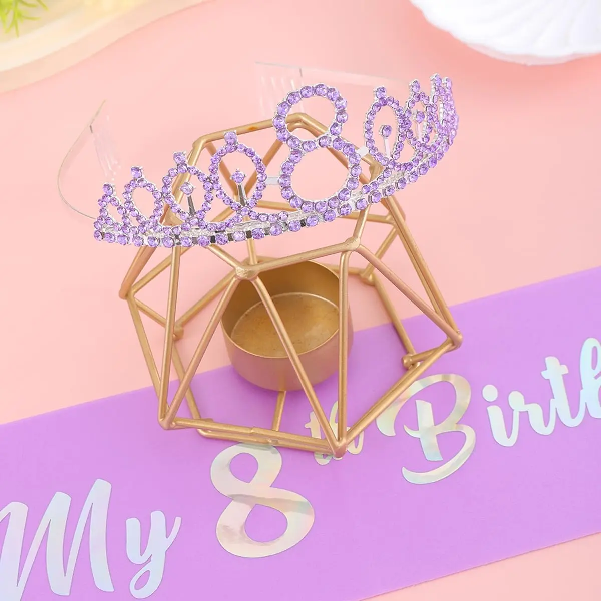 2-teiliges Set Geburtstagskrone und Schärpe für Frauen und Mädchen, 3. 4. 5. 6. 7. 8. 9. 10. Geburtstag, Party-Dekorationen und Geschenke – Detail 11