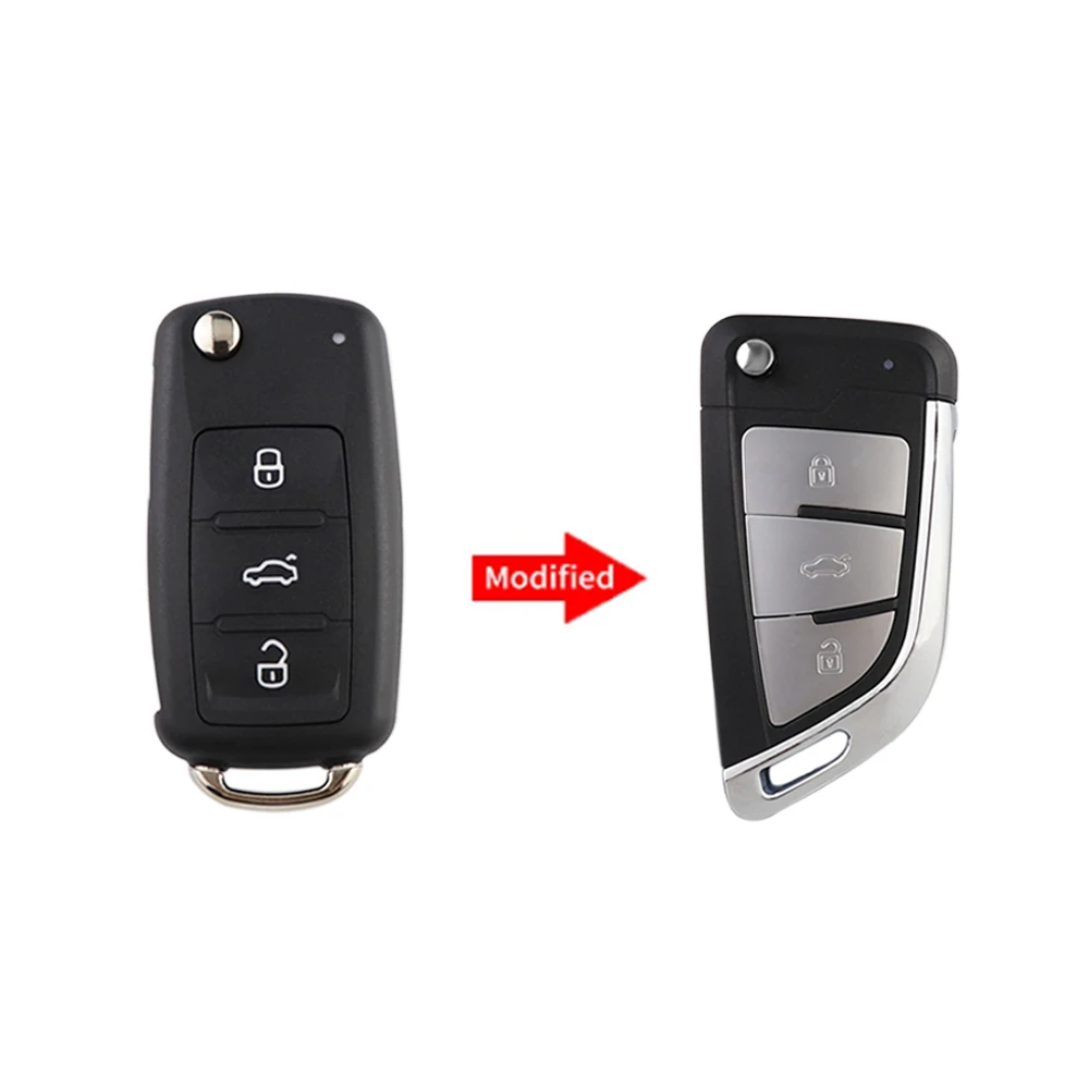 For VW Volkswagen Caddy Golf 6 Tiguan Touran Passat Polo B5 Jetta CC Skoda Seat MK5 Beetle MK6 Modified Remote Car Key Shell