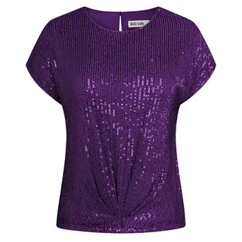 GK Dámská halenka Sexy svetr Tunika Flitrované Party Topy Capri Rukávy Kulatý výstřih Dírka na zádech Košile Halenky Femme 10 nejlepší prodej halenka s flitry - №10