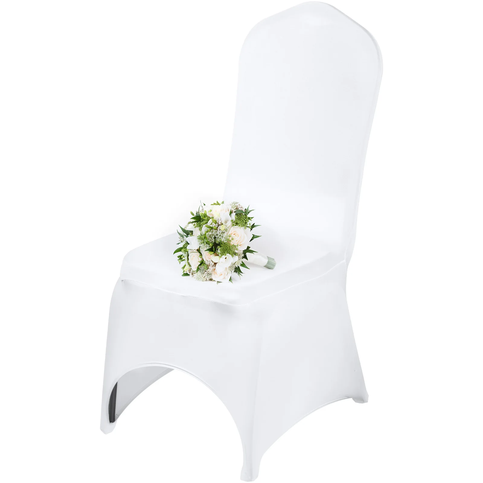 VEVOR Fundas para Sillas de Boda para Altura de Silla de 89-98 cm, Cubiertas para Sillas Blancas 50 Piezas, Fundas de Sillas de Licra sin Brazos Poliéster y Elástico, Fiesta Celebración Decoración