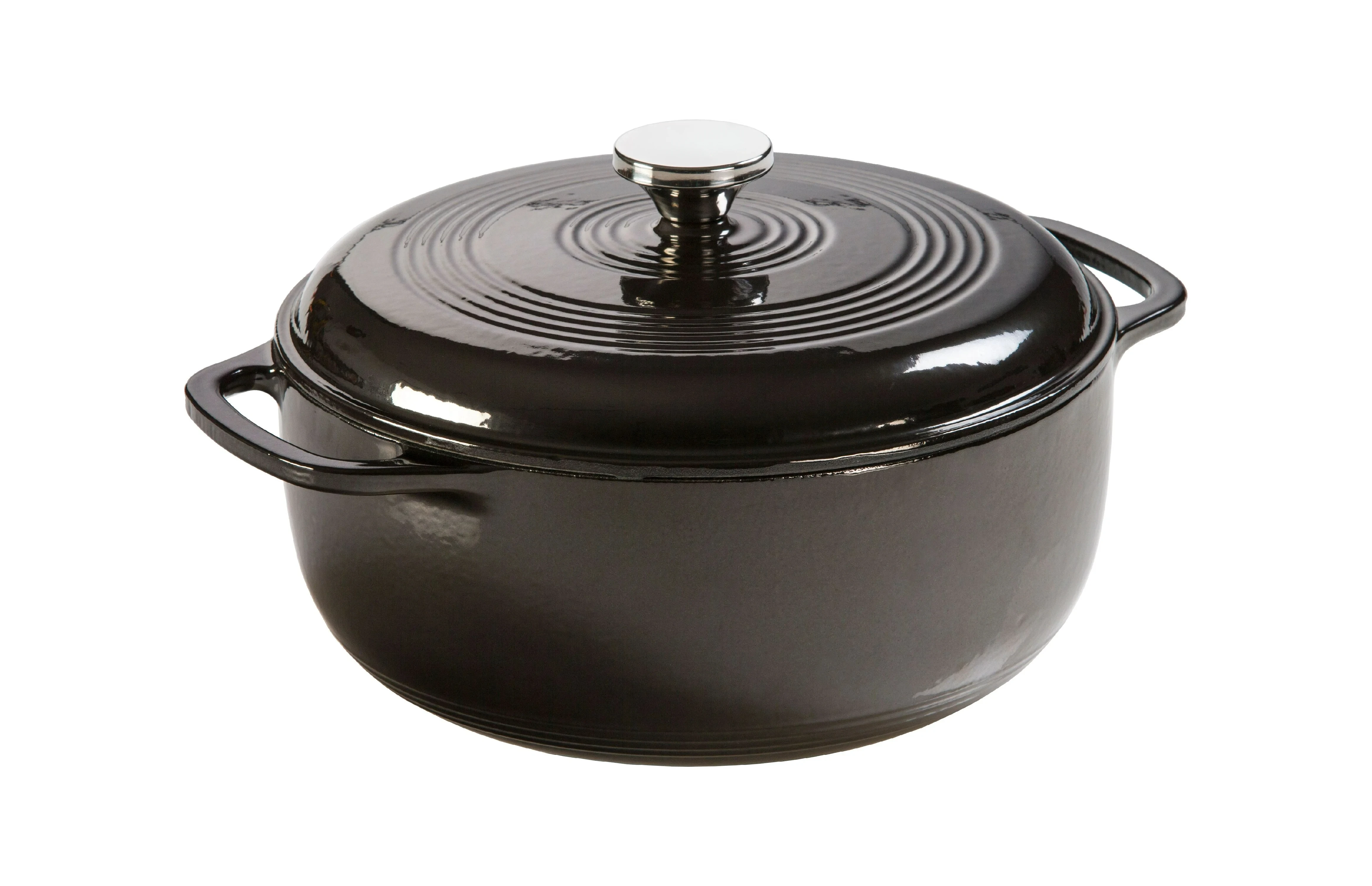 Cast Iron 6 Quart Enameled Dutch Oven, Midnight Chrome Black