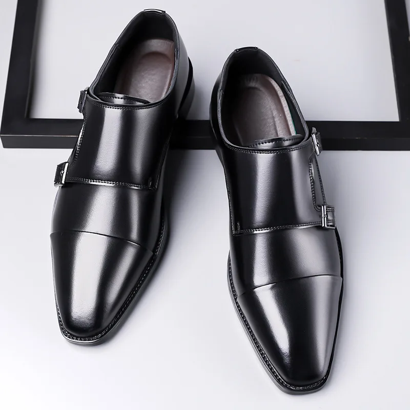 Men's Formal Leather Oxford Shoes Business Three Joint Office Dress Shoes Comfortable Slip-On Work Footwear