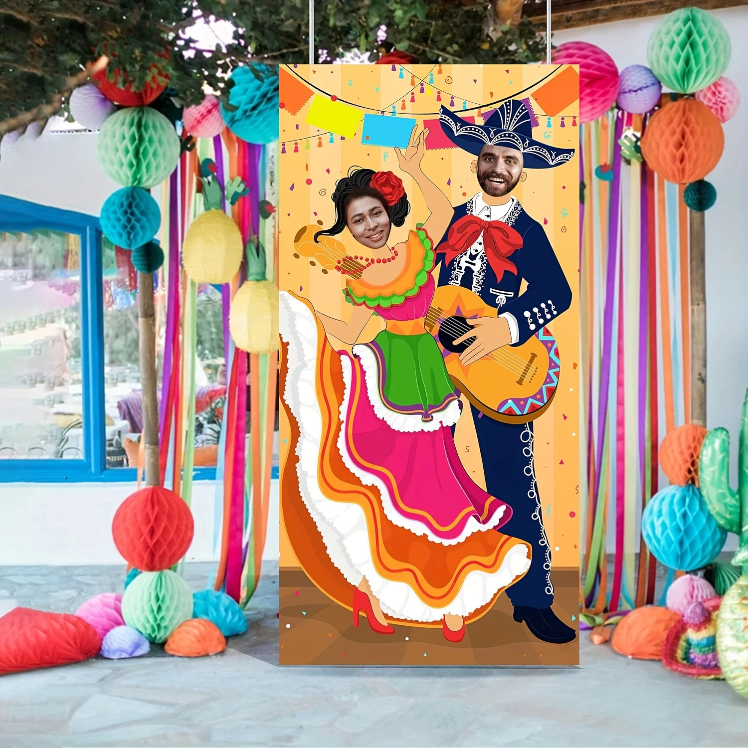 Cinco de Mayo Fiesta Couple Photo Door Banner for Party Supplies, Decoration, Mexican Theme Fiesta, Party or Festivals