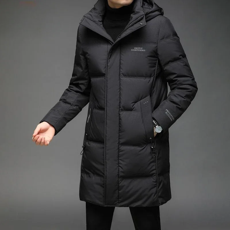 Winter Coat Mid-length Leisure Parkas New Men Down Jacket Thicken Warm Middle Age Outwear Hooded Fashion Overcoat